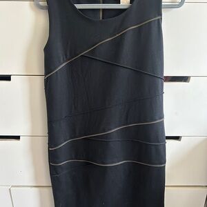 MICHAEL Michael Kors Black and Silver Asymmetrical Sheath Dress